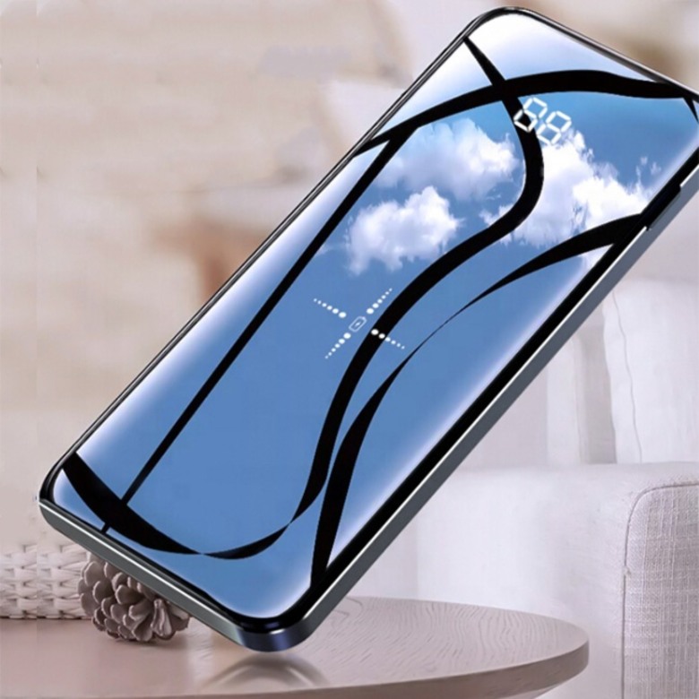 Mirror Finish Wireless Charging Power Bank with Digital Display