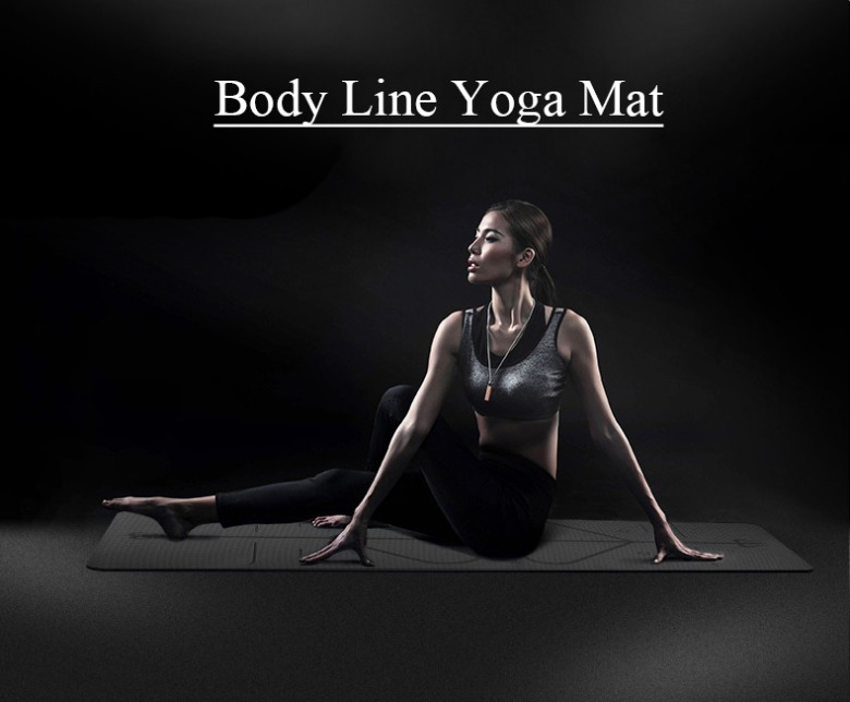 Non-skid Yoga Mat with body line