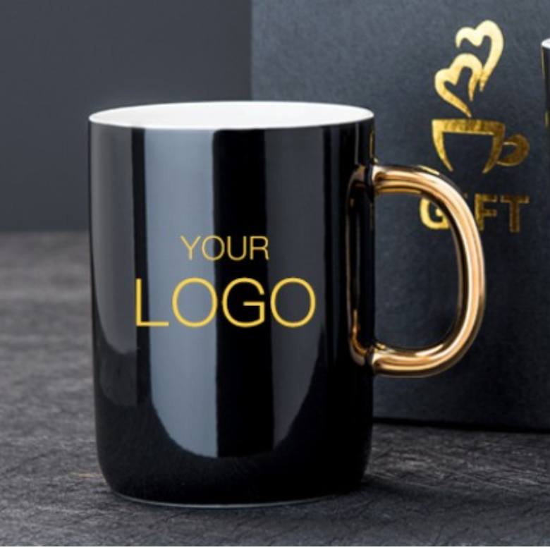 Ceramic Cup with Gold plated handle (400ml)