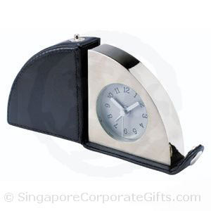 Designer Leather Travel Alarm Clock