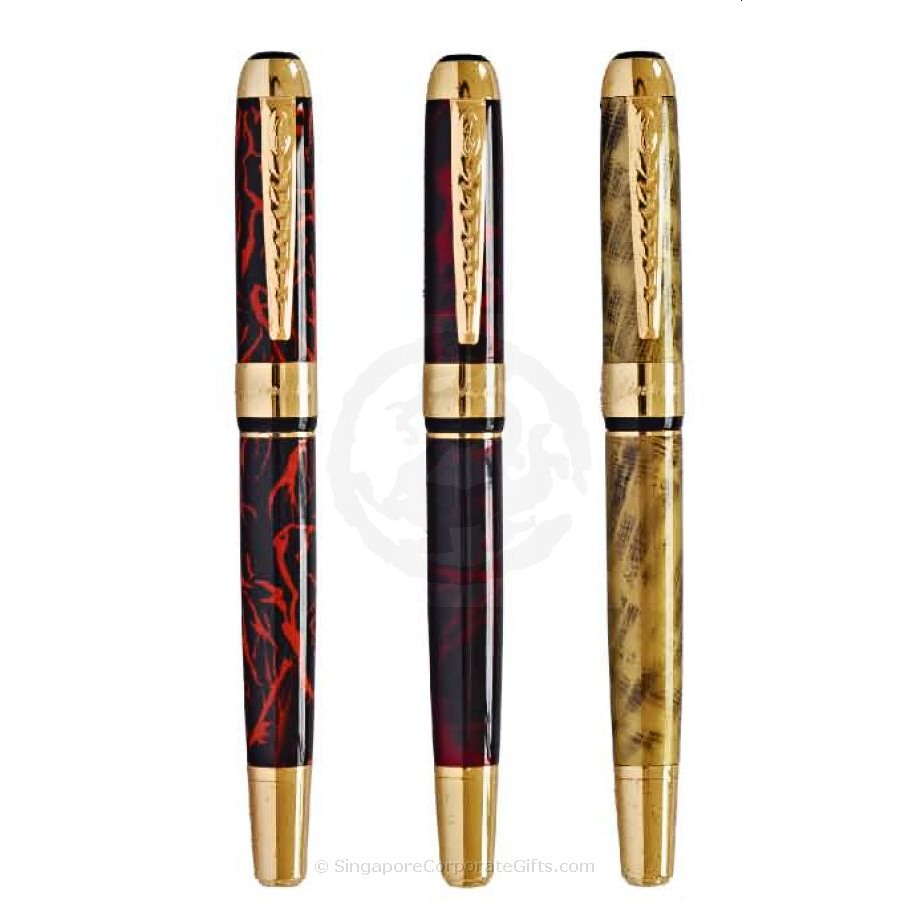 Exclusive Metal Pen with LIne Motif 250-1 (Roller,Fountain