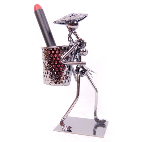 Steel Art Pen Holder (Man with Basket)