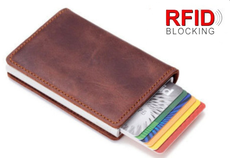 RFID Blocking Leather Credit Card Holder