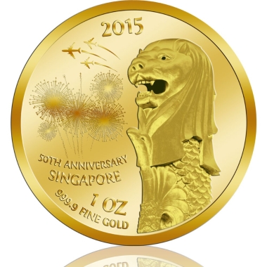 SG50 Singapore Merlion 999.9 Gold Coin (1 Oz)