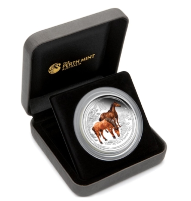 2014 Australia Lunar Coloured Horse 1oz Silver Proof Coin