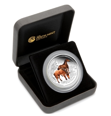 2014 Australia Lunar Coloured Horse 2oz Silver Proof Coin