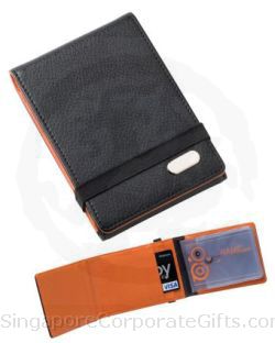 Black/Orange PU Multi-Card Organizer with Plastic Sleeve 2