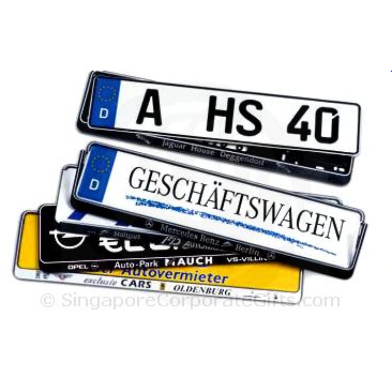 Made In Germanyâ€“Silver Gloss Raised Script License Plate Holde